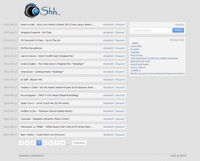 Shh.lt - Muzikos svetainė su automatiniu muzikos kėlimu iš kitų puslapių